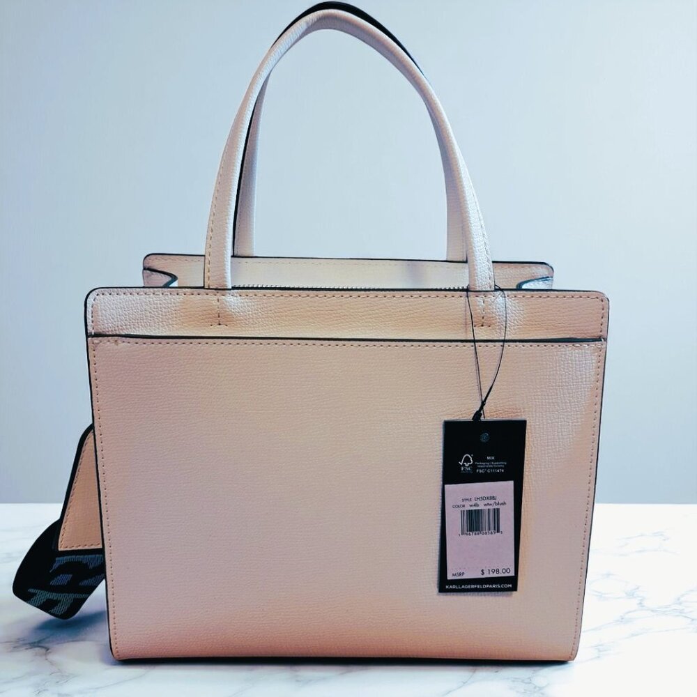 Karl Lagerfeld w Choupette Paris Maybelle Satchel with Coin Pouch White/Black NW - Picture 10 of 10